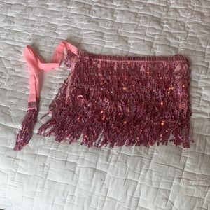 Pink sequin tassel skirt